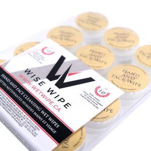Pack of Wise Wipe hand and face wipes with visible branding and packaging details.