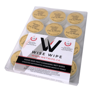 Pack of Wise Wipe hand and face cleansing wet wipes with visible branding.