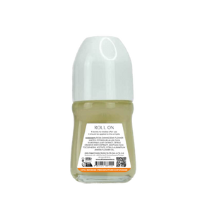Roll-on bottle with a white cap on a white background