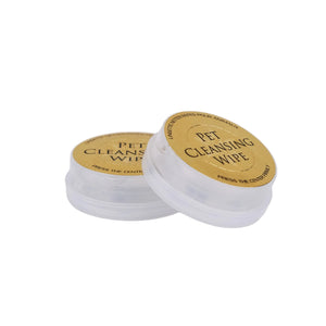 Two containers of Pet Cleansing Wipes on a white background