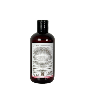Face wash gel bottle with label on a white background