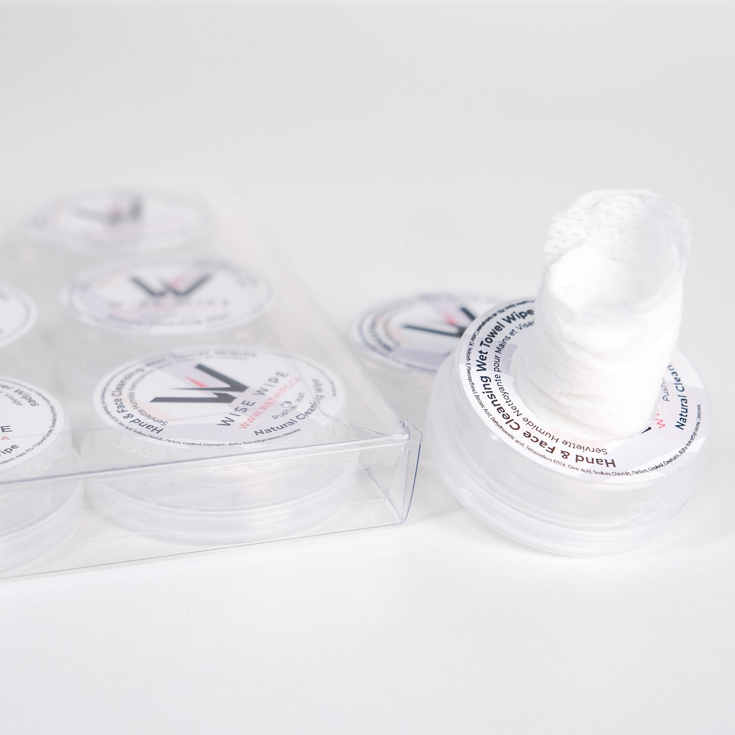 Wise Wipe Branded Hand and Facial Cleansing Wipes 12 Single Containers