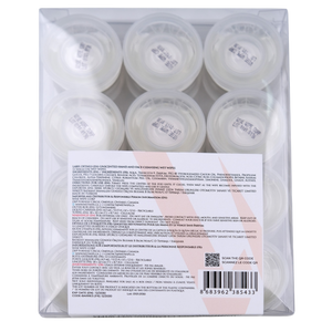 Packaging of hand cream with a clear lid and visible label on a white background