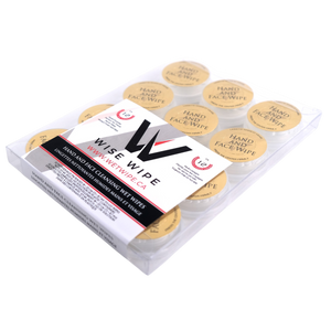 Pack of Wise Wipe hand and face cleaning wet wipes on a white background