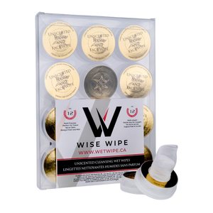 Pack of Wise Wipe cleansing wet wipes with visible branding on a white background
