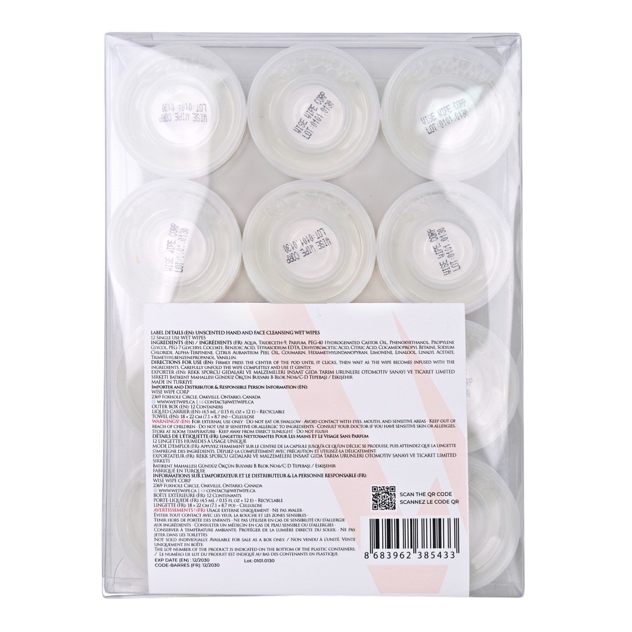 Packaging of cosmetic pots with a label on a white background