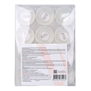 Packaging of cosmetic pots with a label on a white background
