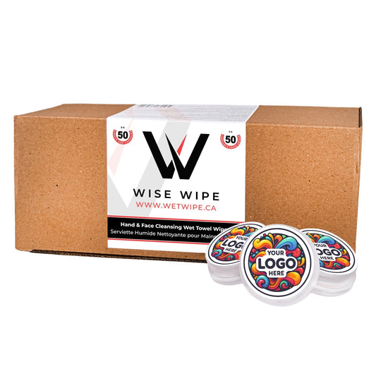 Customizable Hand and Facial Cleansing Wipes 1 BOX 50 Single Containers