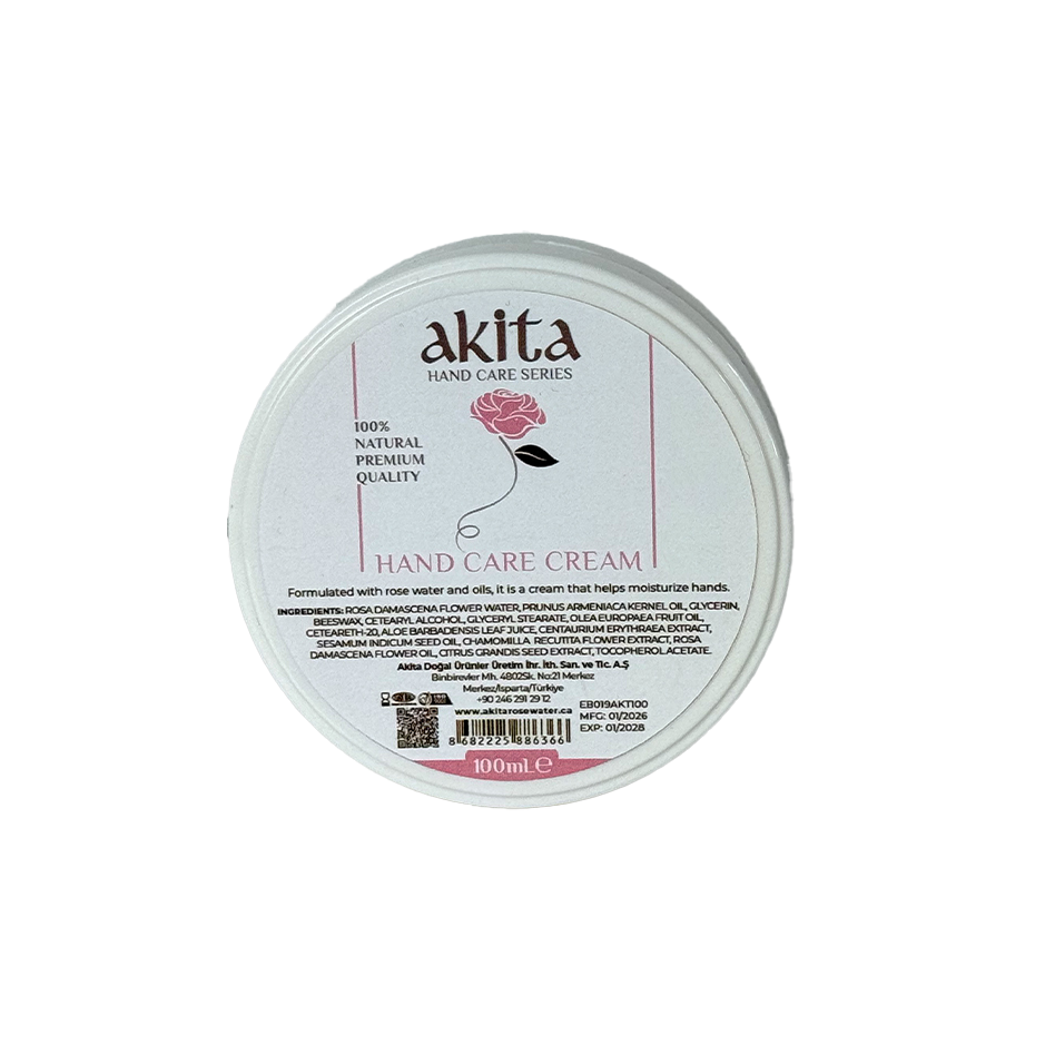 Akita hand care cream container on a white background