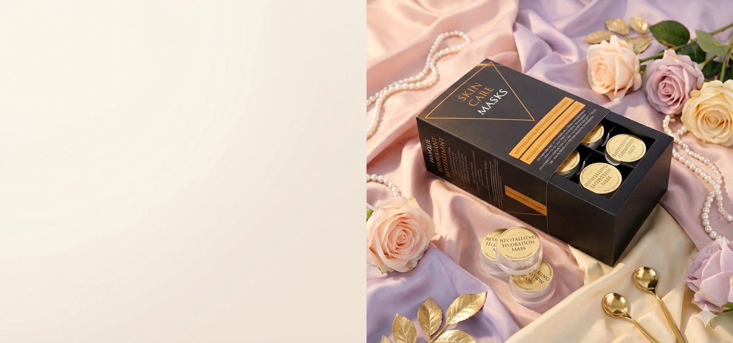 Luxury skincare product set with roses and gold accents on a soft background