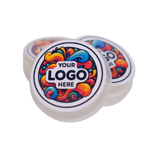 Colorful circular product with 'Your Logo Here' text on a white background