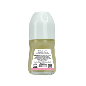 Roll-on bottle with a white cap on a white background