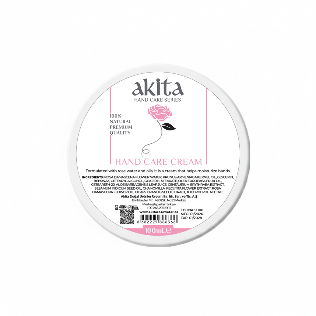 Akita hand care cream container with label on a white background