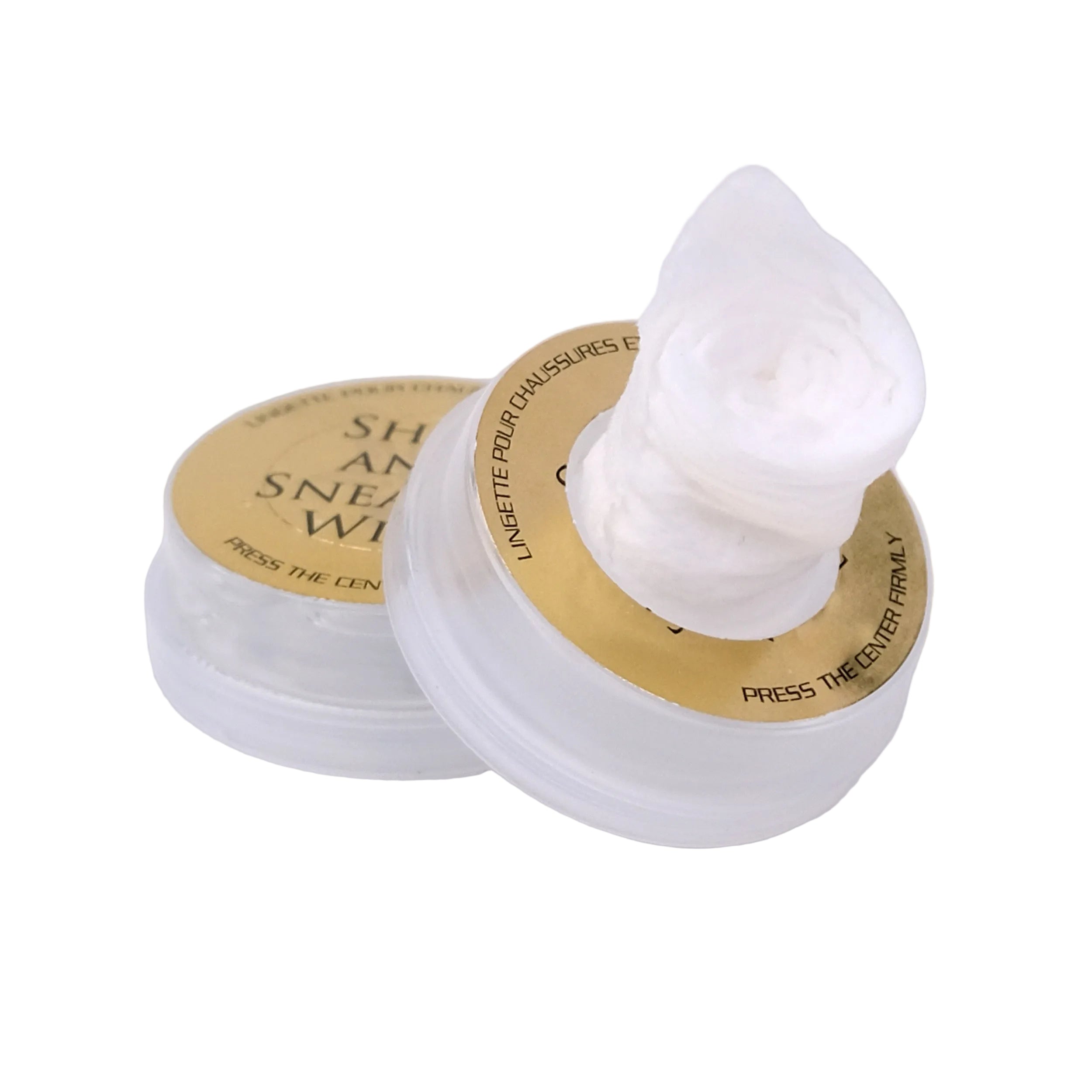 Cosmetic product with a white applicator on a light gray background