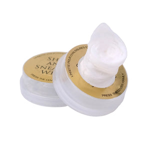 Cosmetic product with a white applicator on a light gray background