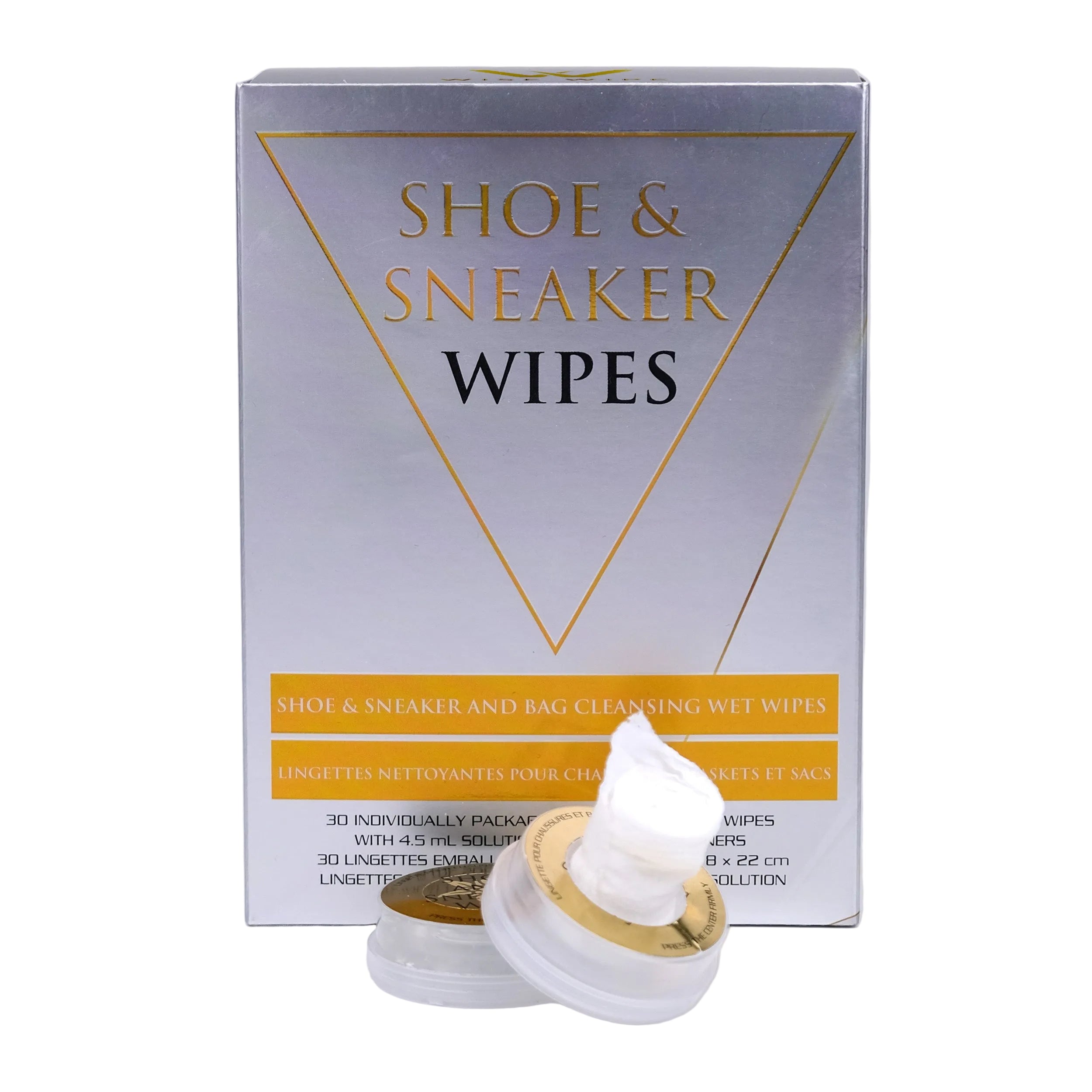 Box of shoe and sneaker wipes with a white background