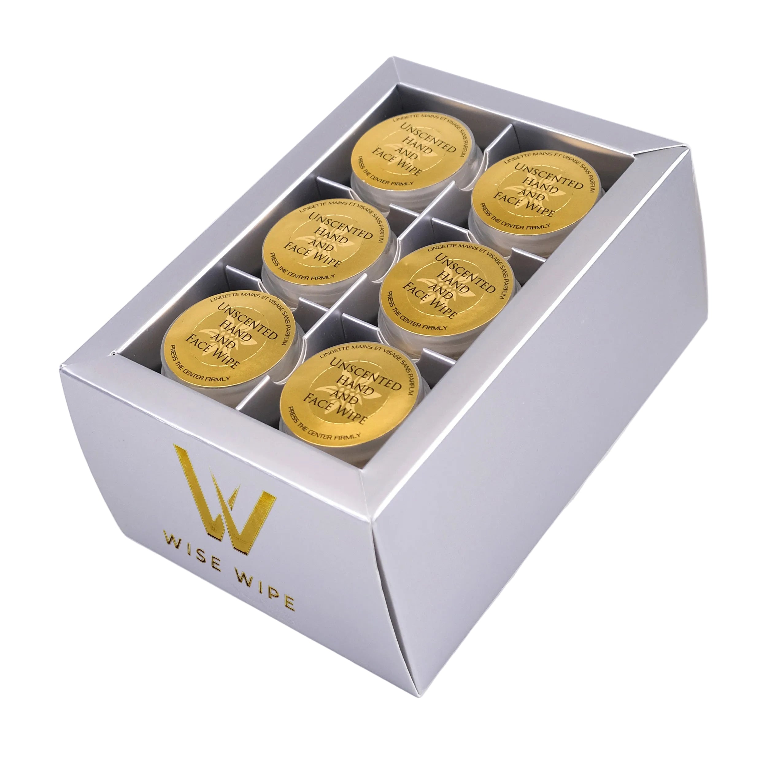 Box of Wise Wipe face wipes on a white background