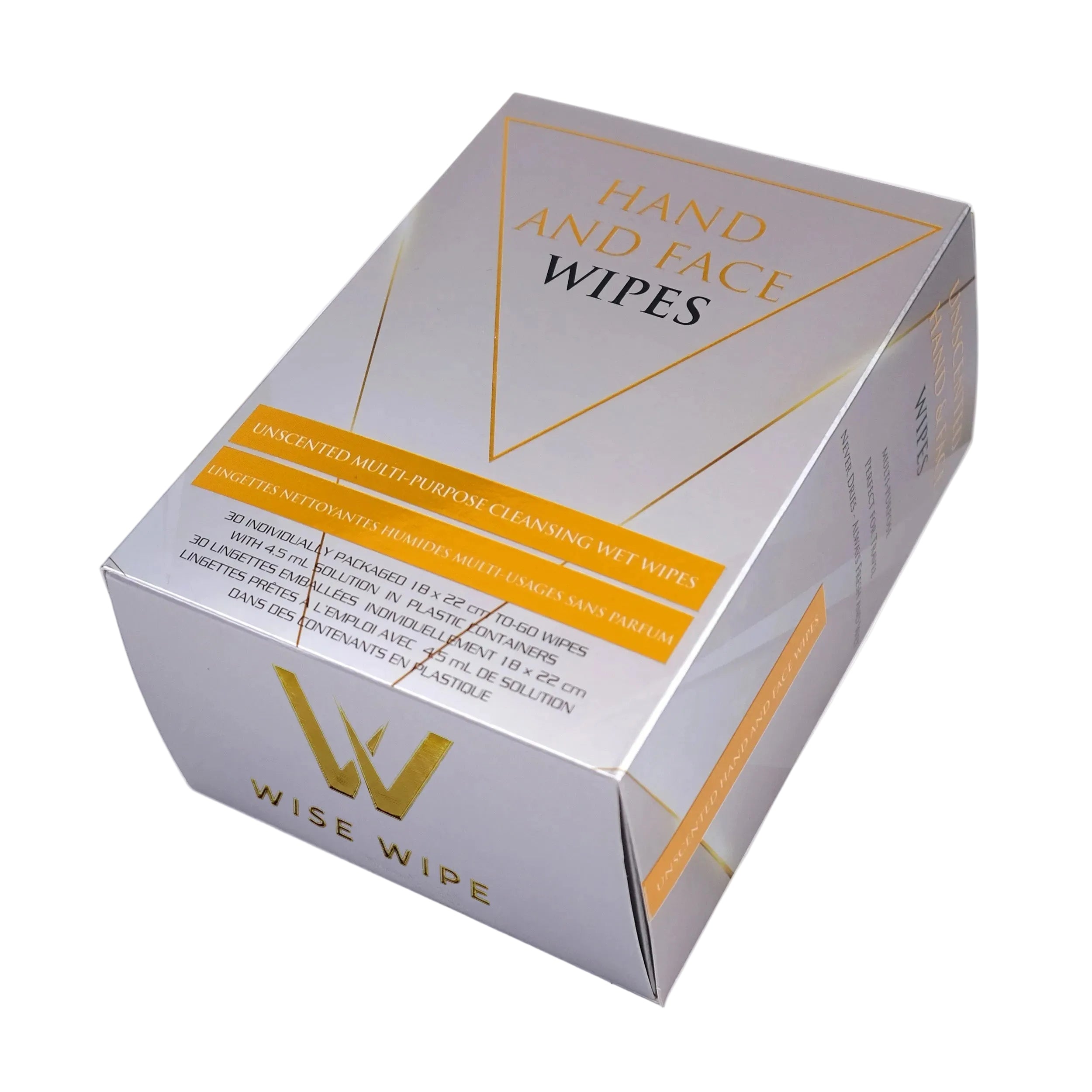 Box of Wise Wipe hand and face wipes on a white background