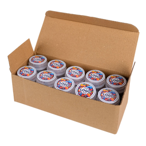 Box of containers with 'Logo' branding on a white background