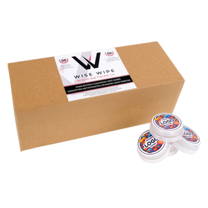 Box of Wise Wipe products with two containers on a white background