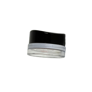 Black and silver cylindrical object on a white background