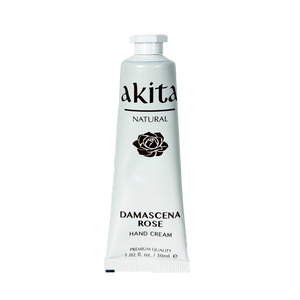 Akita Damascena Rose hand cream tube on a white background