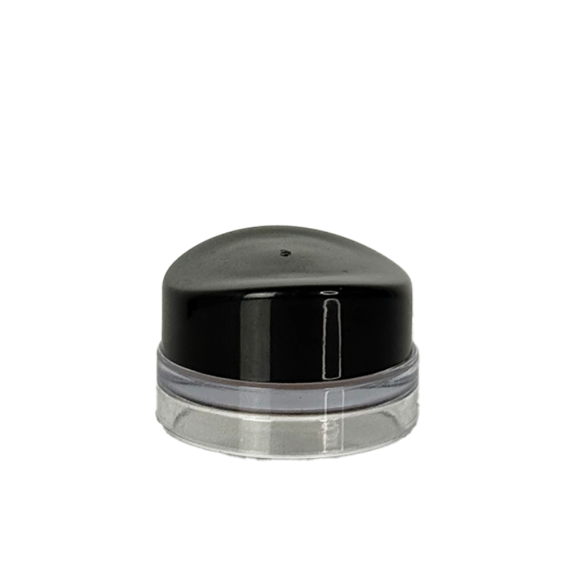 Black and silver cylindrical object on a white background