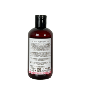 Sunscreen lotion bottle with label on a white background