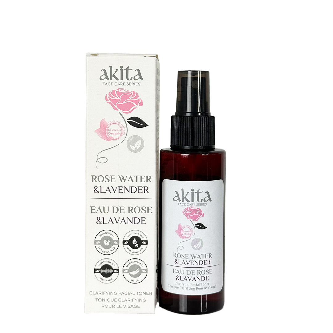 Akita Rose Water & Lavender product with packaging on a white background