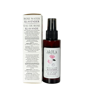 Akita Rose Water & Lavender product with packaging on a white background