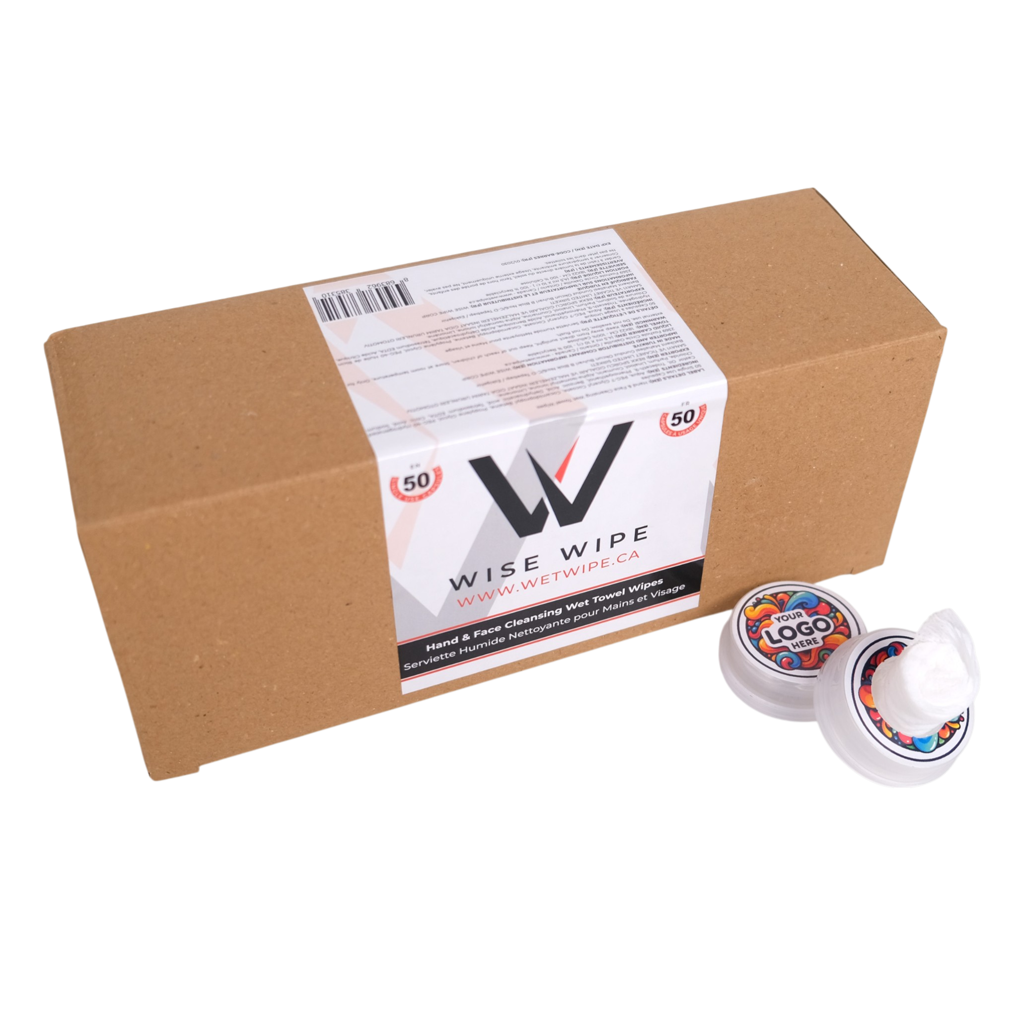 Box of Wise Wipe with two wipes on a white background