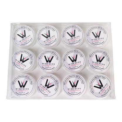 Wise Wipe Branded Hand and Facial Cleansing Wipes 12 Single Containers