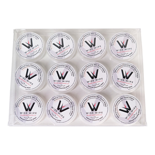 Wise Wipe Branded Hand and Facial Cleansing Wipes 12 Single Containers